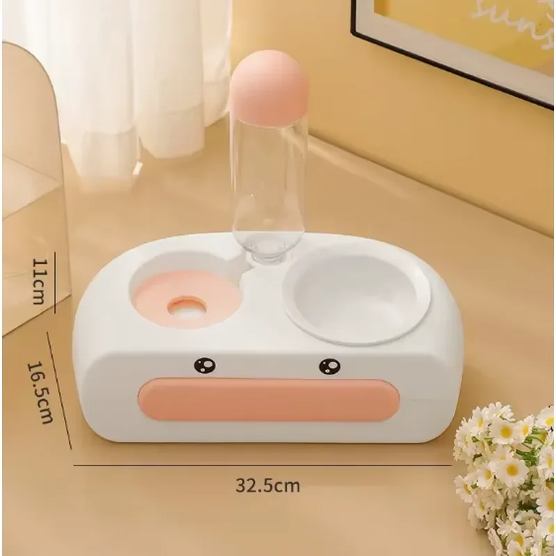 Double Bowl Automatic Water Dispenser for Cats Leak-Proof Non-Wet Mouth Neck Protection Integrated Drinking Charging Feeding view 3