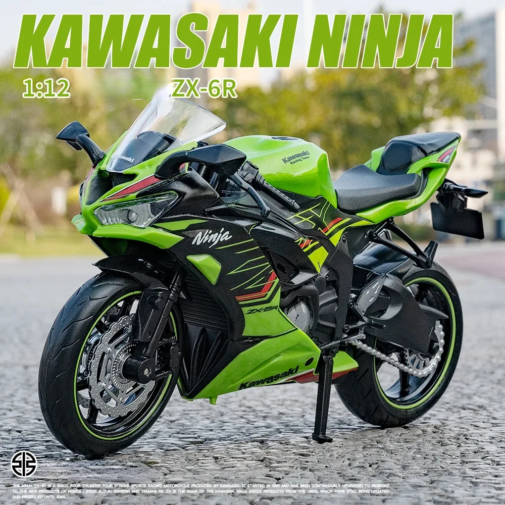 1:12 Kawasaki Ninja ZX-6R Car Model Toys Die Cast Alloy Motorcycle Handlebar Linkage Rear Rubber Tires car Decorative Gifts M51