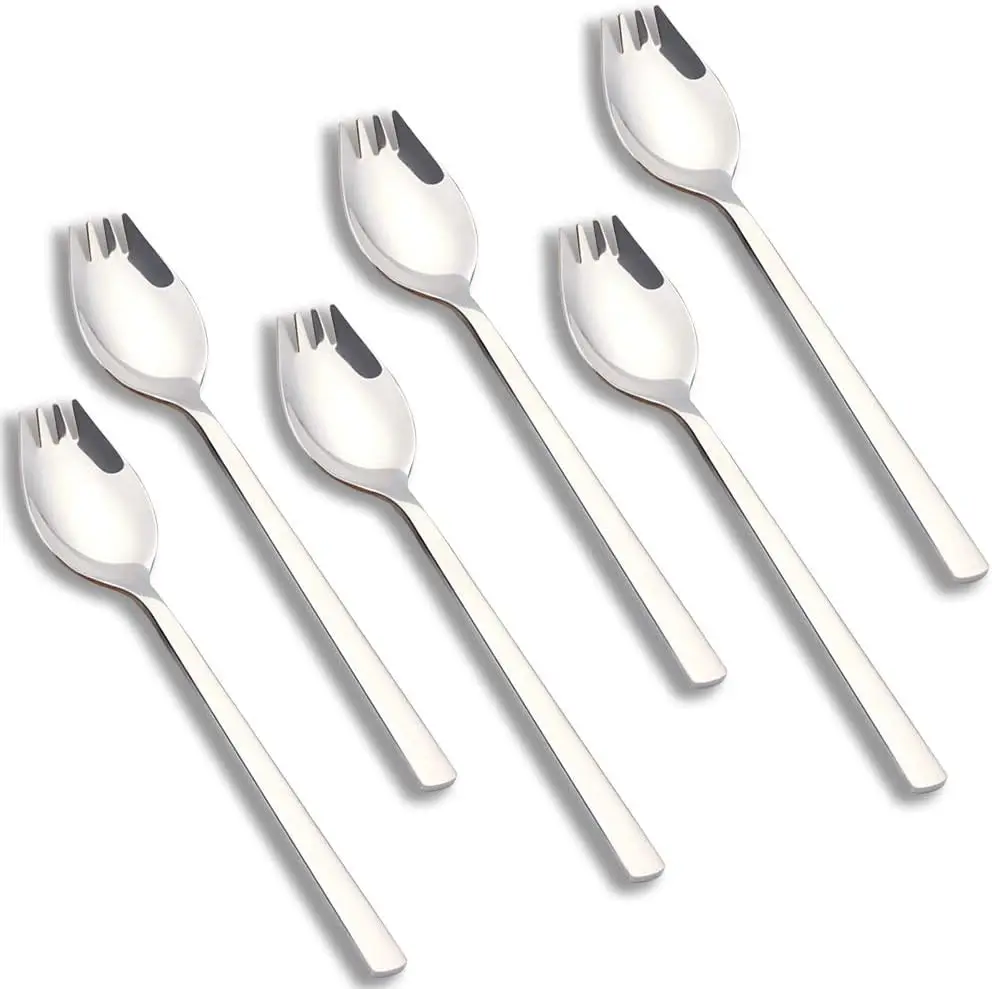 6 Pack Sporks Stainless Steel Forks and Spoons,  Metal Sporks Fork Spoon Combo for Ice Cream Spoon Salad Forks, Fruit Appetizer