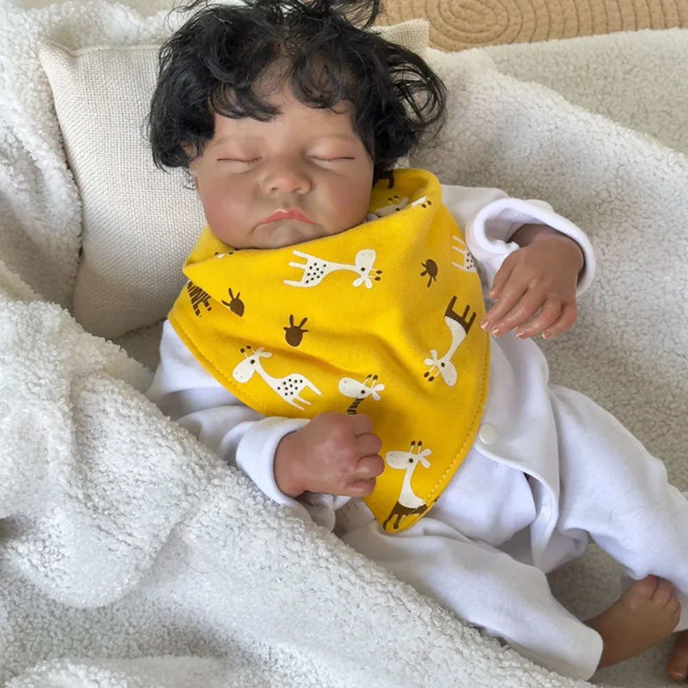 

19inch Already Painted Bebe Reborn Dolls Asleep Levi with Rooted Hair Soft Cuddly Body Reborn Baby Doll Handmade Lifelike Doll