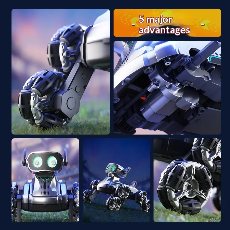 Robot acrobático interactivo con Control remoto inteligente, inducción de gestos de perro, coche acrobático RC de ocho ruedas, juguete para niño, regalo de cumpleaños