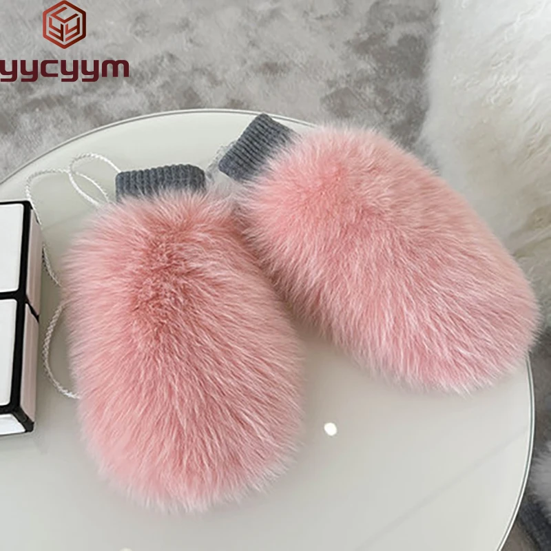 

2024 New Style Winter Warm Genuine Fox Fur Covered Gloves Women Fashion Real Fox Fur Glove Outdoor Russia Thick Glove Women Warm