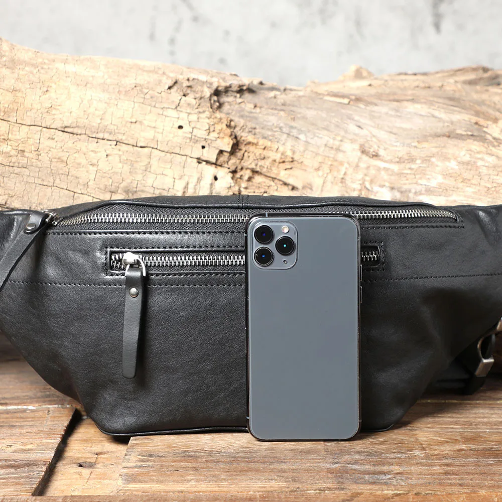S.WORKER Lässige Herren-Brusttasche aus hochwertigem Leder | Modische Umhängetasche für Herren aus echtem Leder – Detail 16