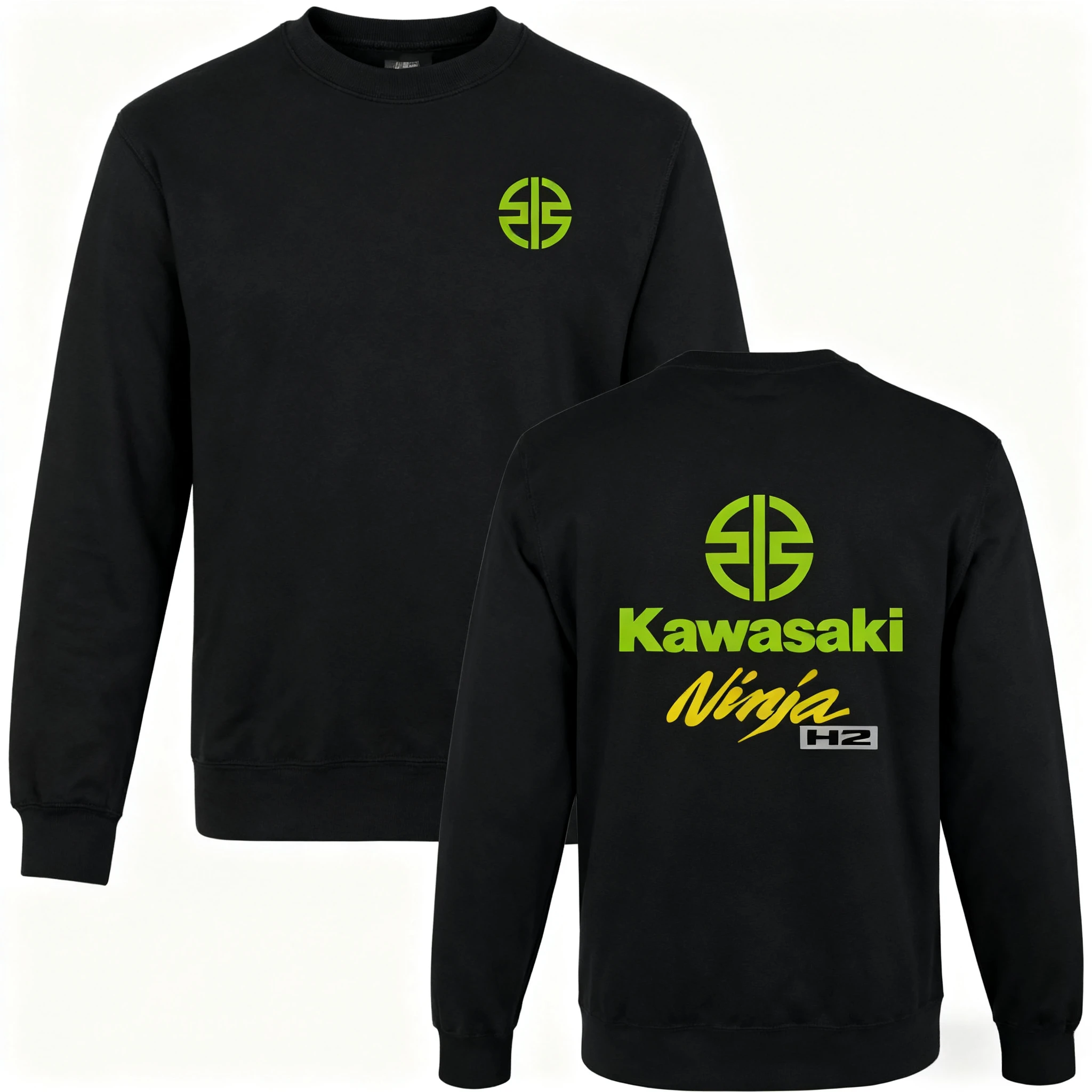 

New printed round-neck hoodie for the 2025 autumn and winter season, casual Kawasaki streetwear top