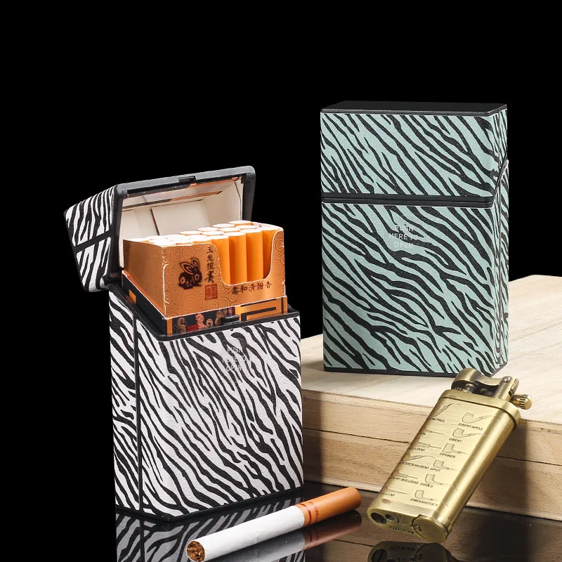 Portable plastic Cigarette case for About 20 Cigarettes zebra-print Men smoking accessories