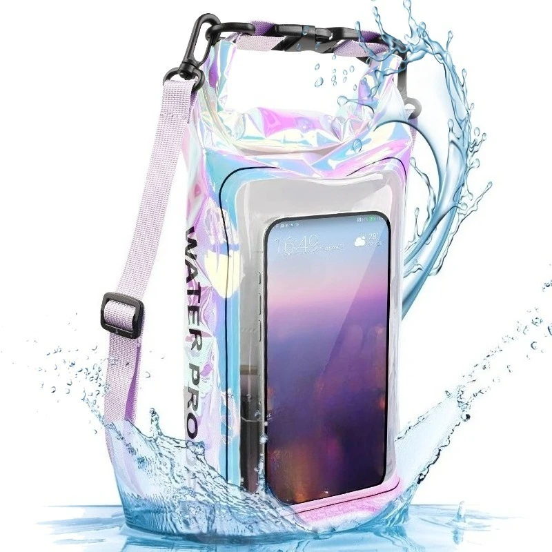 HAISSKY 2L Laser Waterproof Swimming Bags For iPhone 17 16 15 14 13 12 Pro Max 17 Air 16E 16 Plus Touch Screen Beach Shouderbag