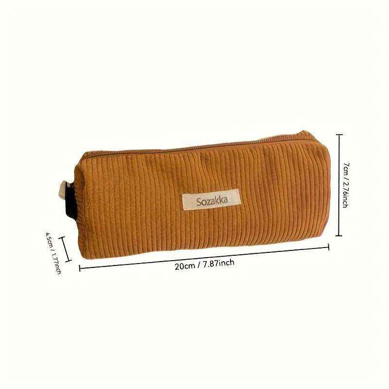 Trousse de toilette en velours côtelé, 1 pièce, Style Vintage mignon, organisateur cosmétique lavable avec fermeture à glissière |   Léger |   Lavage en machine