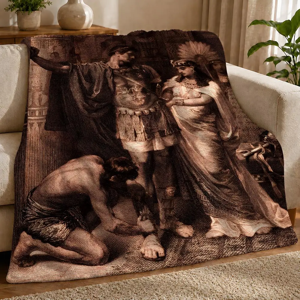 Antony And Cleopatra Throw 1pc Flannel Blanket Soft Lightweight Warm Cozy For Bedroom Sofa Bed