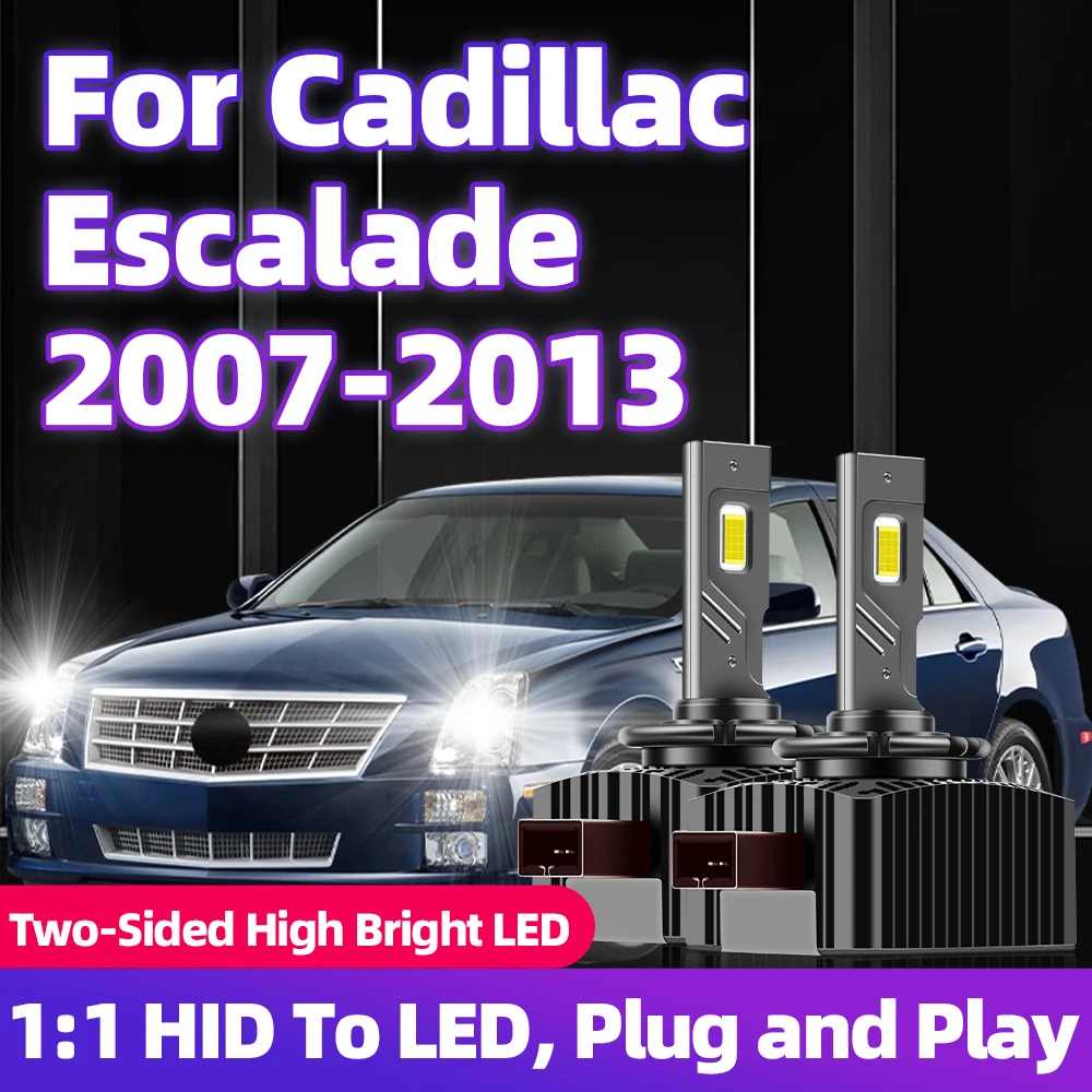 For Cadillac Escalade 2007 2008 2009 2010 2011 2012 2013 Car LED Headlight HID 1:1 D1S Turbo 30000LM Two-sided CSP Plug&Play 12V