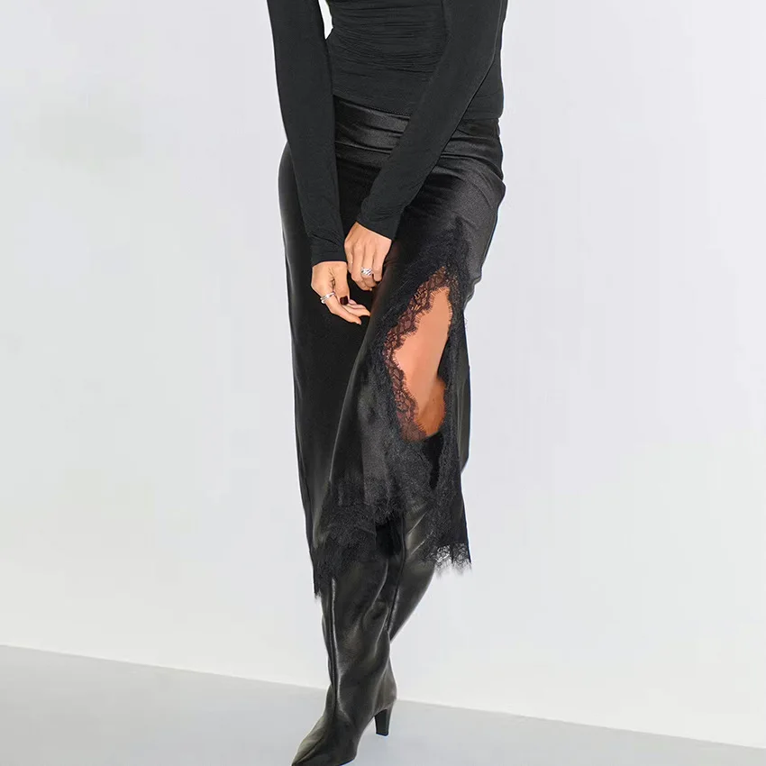 2025 الخريف والشتاء جديد عصري مزاجه نصف تنورة المرأة بلون مستقيم أنبوب تنورة تنوعا #3