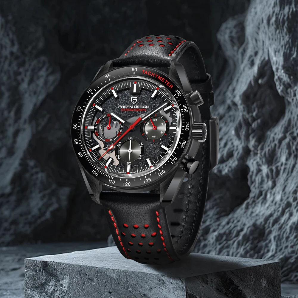 

PAGANI DESIGN кожаные часы мужские ретро кварцевые мужские часы спортивный хронограф с сапфировым стеклом VK63 100 м водонепроницаемые мужские часы