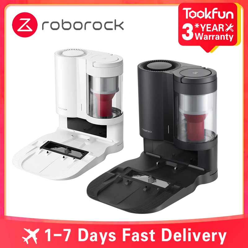 Roborock S7 and S7 MAXV Robot Vacuum Cleaner Auto-Empty Dock Cyclone Dust Collection Charging Base Washable White Black Dust bag