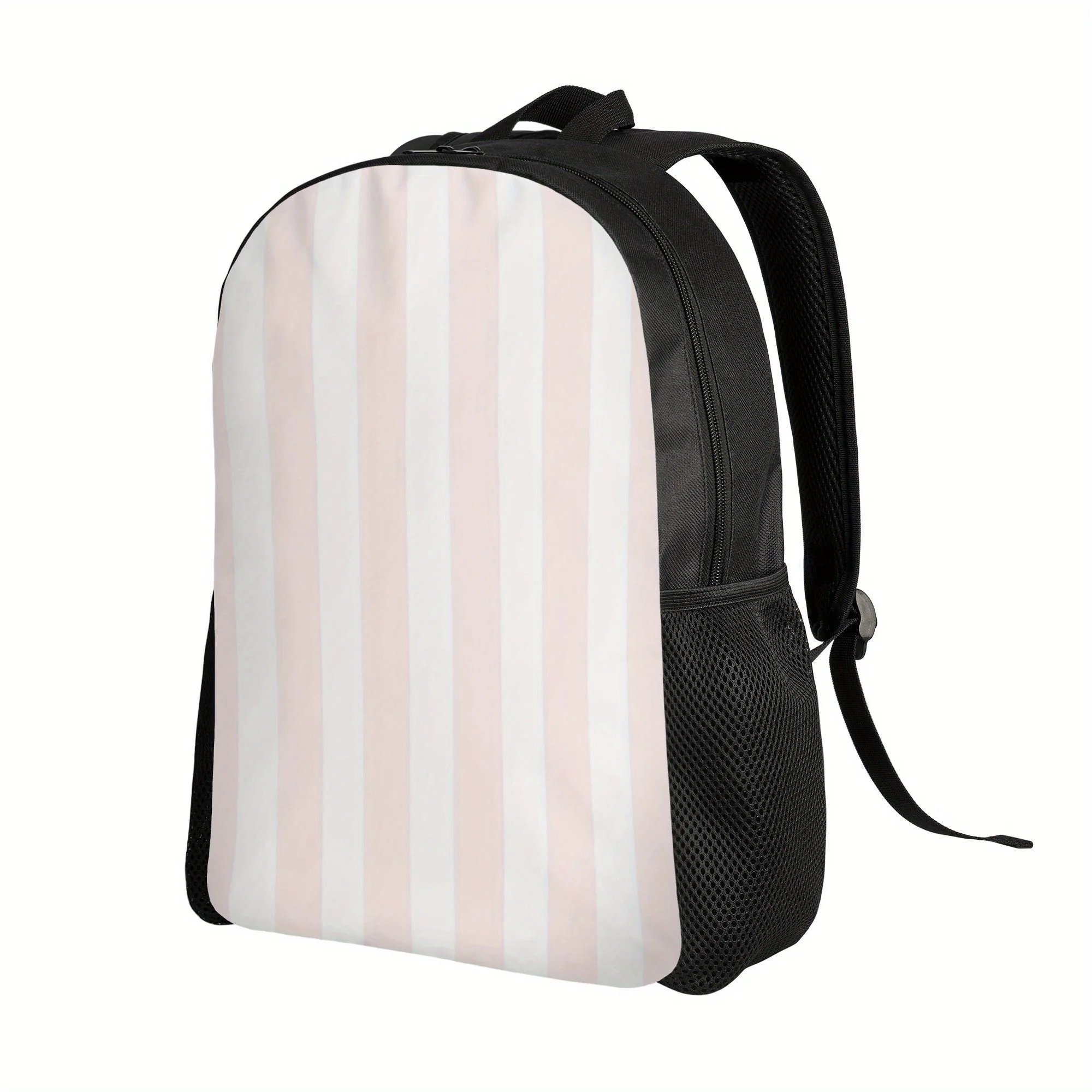 

ZLIENSZUS Men's Simple Shoulder Bag - Pink and White Stripe Design Lightweight Laptop Backpack for University, Office