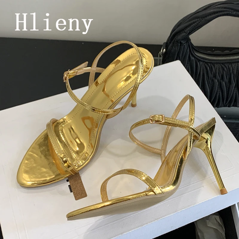 

Hlieny/летние пикантные сандалии с круглым носком в уличном стиле, женские туфли на тонком высоком каблуке с пряжкой и ремешком, модная женская обувь для выпускного вечера, размер 42.