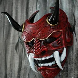 Hannya Demon Mask Japanese Oni Samurai Noh Kabuki Red Prajna Latex Masks Adult Unisex Halloween Cosplay Props