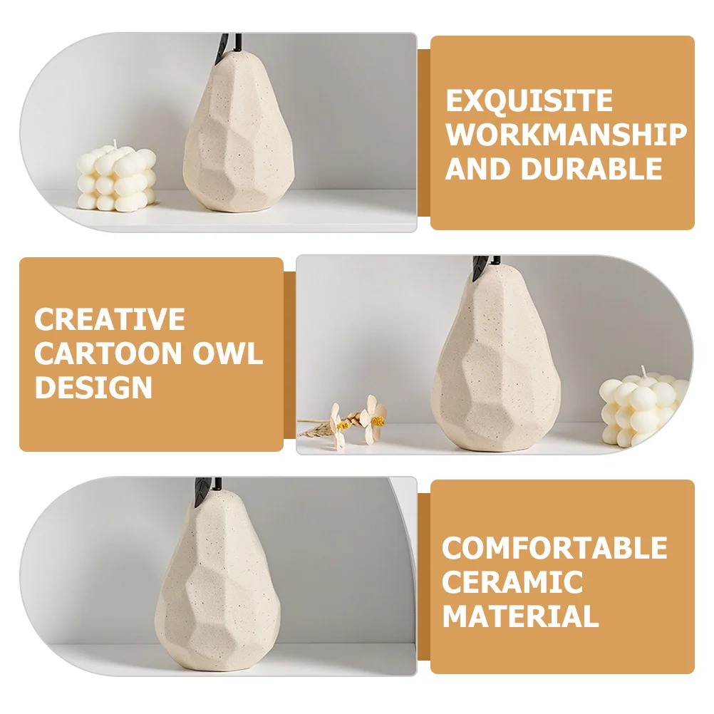 

1Pcs Pear Sculpture Ceramic Art Geometric Design Desktop Ornament Smooth Texture Practical Ceramic Fruit Decor