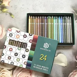 24 Color Watercolor Stick Woodless Watercolor Stick Morandi Color Water Soluble Colored Pencil Retro Color painting Graffiti