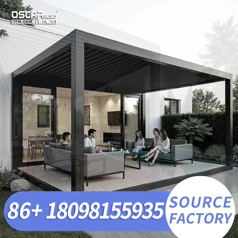 Adjustable Foldable Aluminum Canopy with Slatted Roof Weatherproof Contemporary Style for European Backyard Patio Balcony 2x3m p