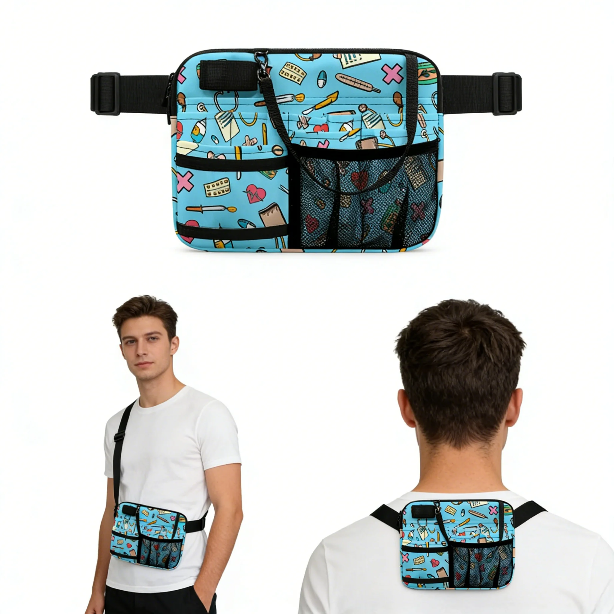 

Уникальная поясная сумка для медсестер с принтом в виде креста и радужным узором, медицинский пояс-органайзер