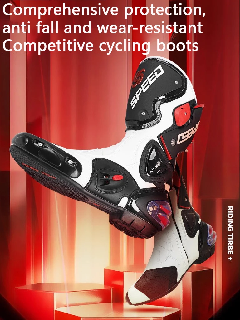 

Мужские кожаные мотоциклетные ботинки Riding Tribe, мото-реховая гонка, мотокросс, внедорожная мотоциклетная обувь для бездорожья, мотоциклетные ботинки Botas Motor Boot