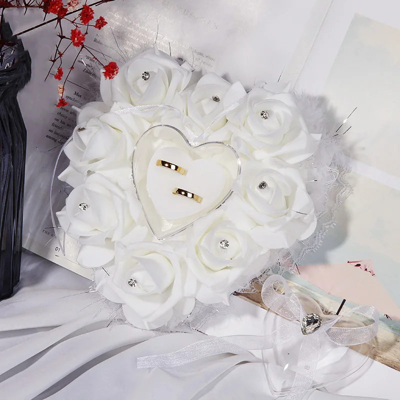 Western Romantic Wedding Supplies Flash Diamonds Can Be Hung Bractee-Ring Box Bride Ring Pillow Wedding Supplies