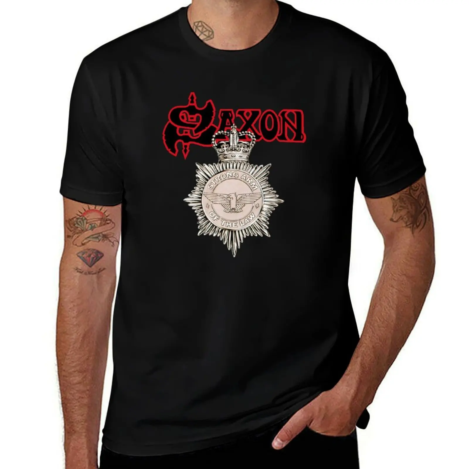 Saxon: Strong Arm Of The Law T-Shirt Breathable Gym Short Sleeve T-Shirt