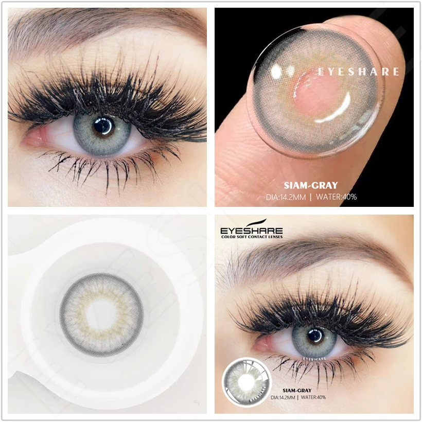 EYESHARE Natural Color Lens Eyes 2pcs Color Contact Lenses For Eyes Blue Gray Color Lens Yearly Beauty Cosmetic Contact Lens Eye