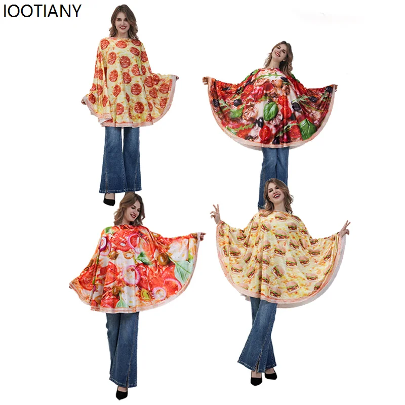 Halloween Adult Funny Food Pizza Cosplay Capes Cartoon Food Festival Party Fancy Dress Carnival Party Stage Performance Dress Up