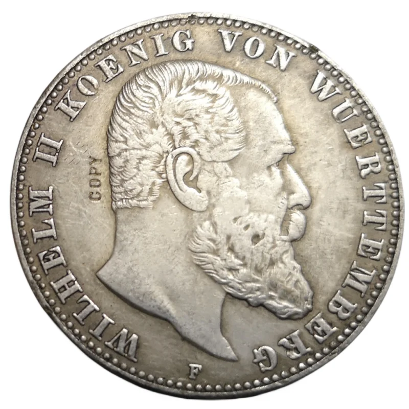 

1901 Kingdom of Wurttemberg 5 Mark-Wilhelm II Silver Plated Copy Rare coin