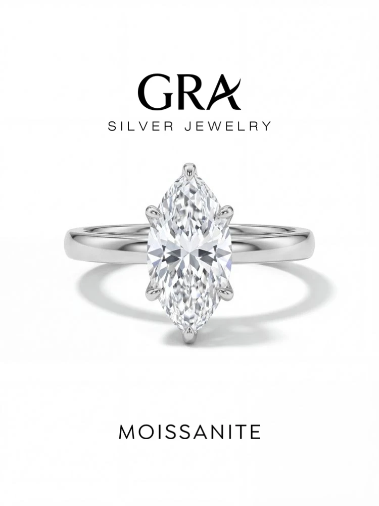 GRA 2CT Real Marquise Moissanite Diamond Wedding Engagement Rings for Women 925 Sterling Silver Luxury Gemstone Fine Jewelry