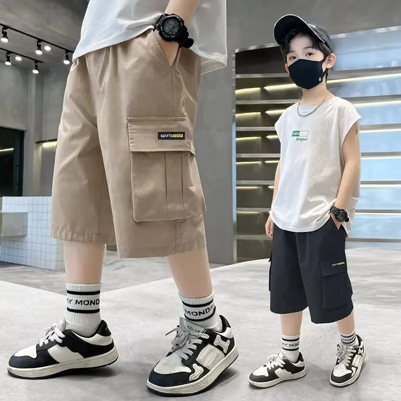 Boys\' Shorts Summer New Style Children\'s Overalls Shorts Thin Medium And Large Children\'s Shorts Pure Cotton Casual Pants