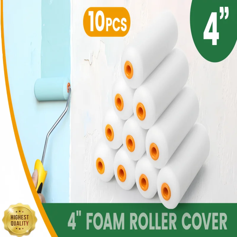 

10PCS 4 Inch Foam Roll Covers Mini Durable Paint Roller Sleeves Painting Decorating Sponge Rollers Art Sets Painting Supplies