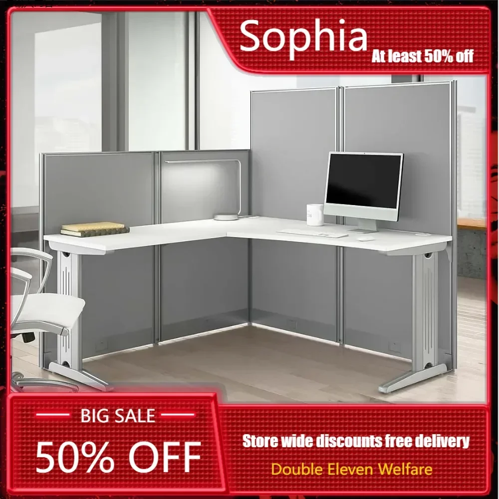 

Business Furniture Office One Hour L-shaped Partitioned Desk | Modern Computer Desk with Privacy Panel Office Furniture