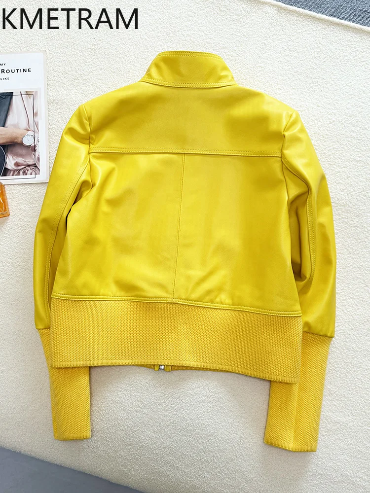 100% トップ層シープスキンジャケット女性スタンドカラーショートリアルレザージャケット新アウター秋の女性服 2025 سترات