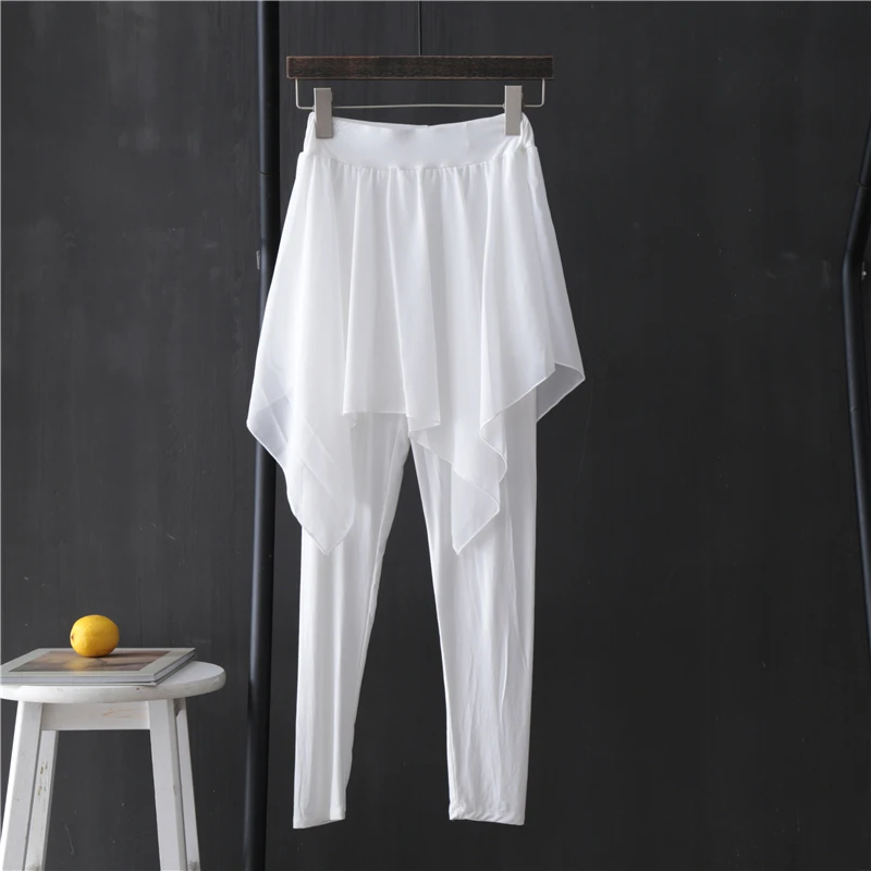 Modal Chiffon Patchwork Pants for Women, High Waist, Monochromatic, Slim, Casual, All Match Female Pants, Top Quality, Summer