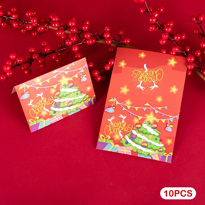 10 pz/set Cartoon Creative Merry Christmas Cards Cute Christmas Gift Package decorazione biglietti di auguri messaggio Card Bouquet Gift