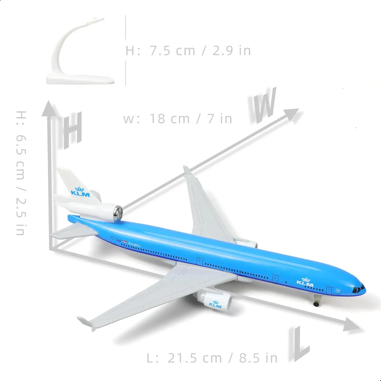 

Металлическая модель самолета KLM MD-11 Airways, 20 см, из литого сплава, с подставкой, сувенир, коллекционный подарок для любителей авиации