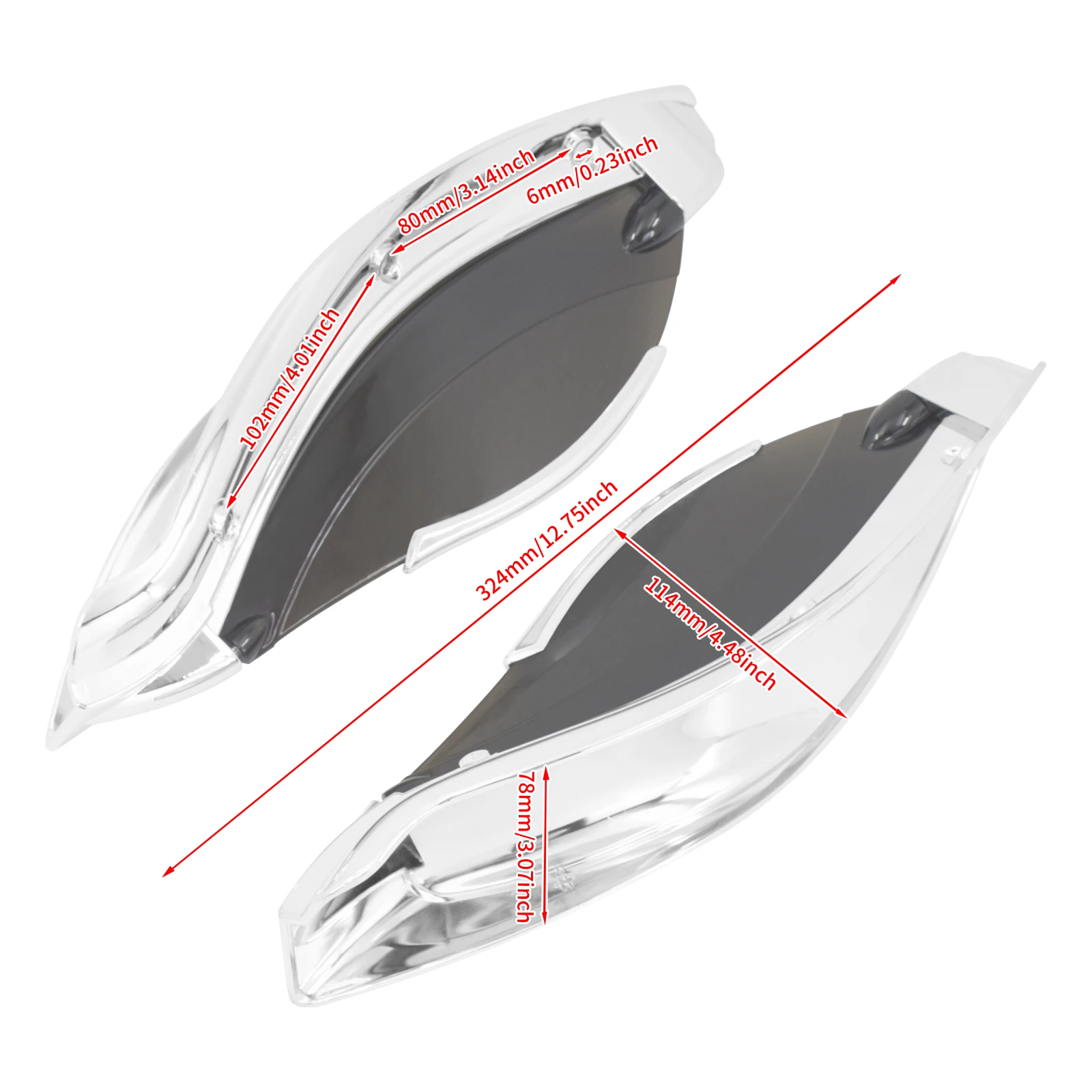 2x Batwing Adjustable Fairing Side Wind w/ Brown Lens Air Wind Deflectors For Harley For Touring For Electra Glide