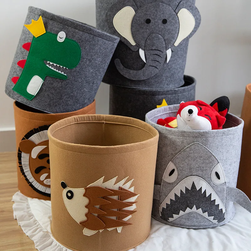 Washable Felt basket Multi-Function sundry storage box Cute Lion shark Shaped Kids Toy Storage Basket for Baby Toys and Clothing