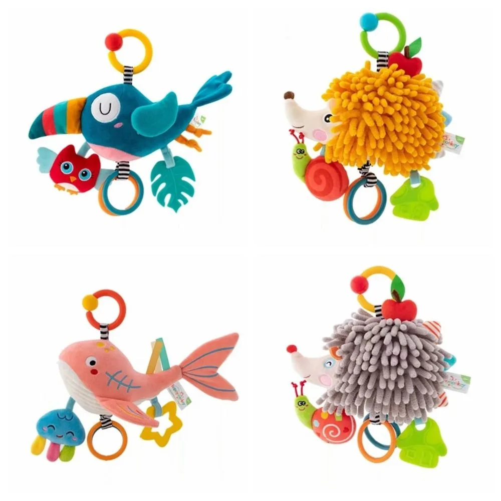 Cloche de berceau en peluche pour bébé, jouets amovibles pour l'éducation précoce, jouet en peluche doux pour nourrissons, poignée suspendue, jouets animaux en peluche pour enfants