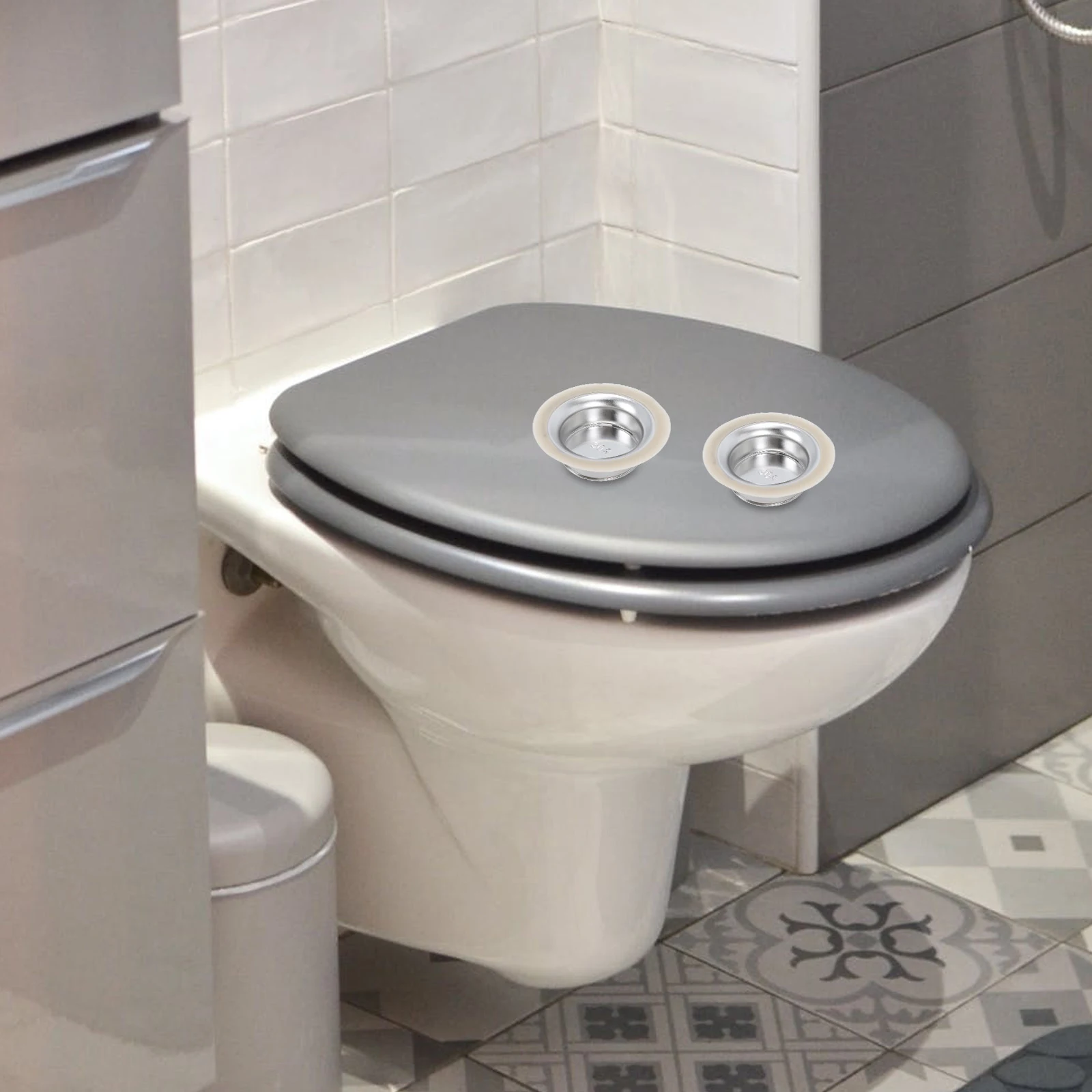 

1pc Stainless Steel Rubber Toilet Cover Cover Squat Toilet Lid Deodorizer Odor Blocker Bathroom Supplies For Home Use