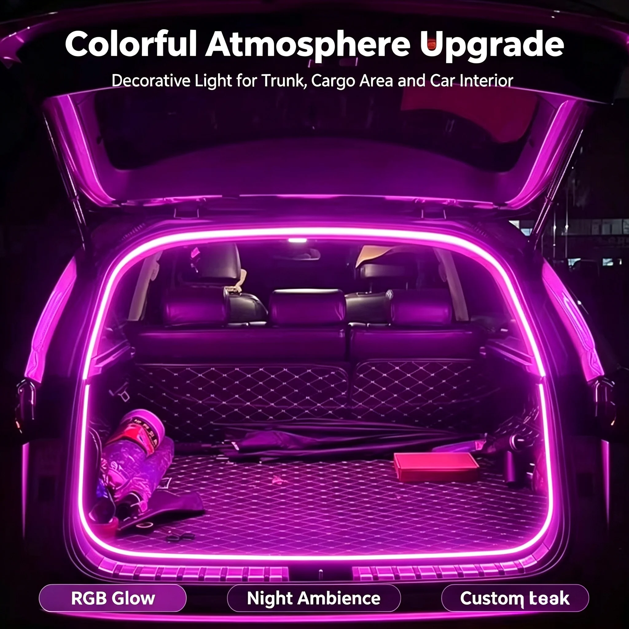 Auto Sensing LED Car Trunk Tailgate Light Strip, High Brightness Tail Box Interior Atmosphere Decor Lamp view 5