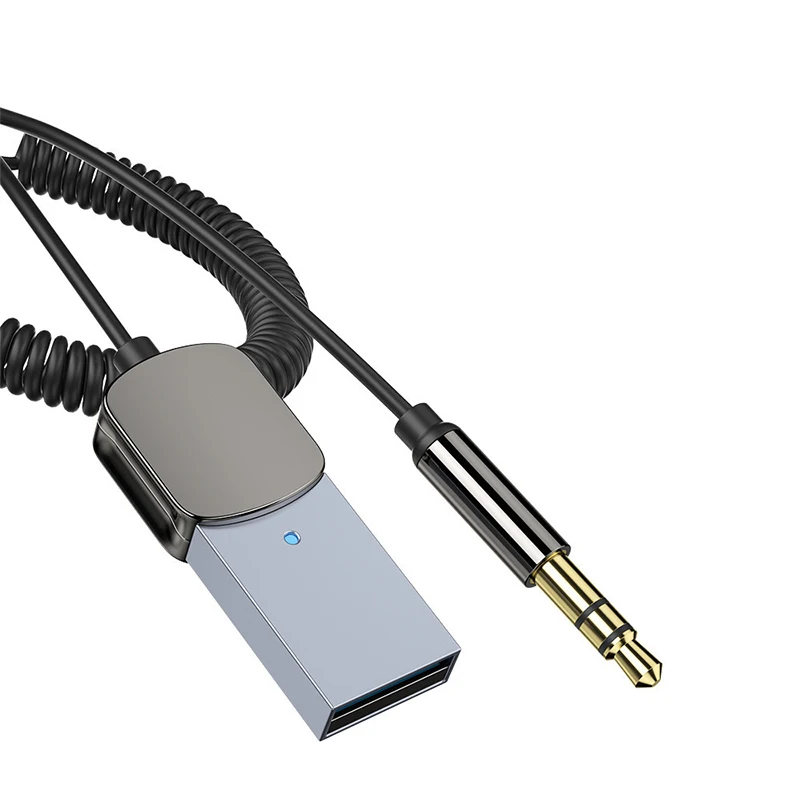 Adaptador Bluetooth 5.0 para receptor de carro, usb para jack de 3,5mm, áudio do carro, mãos livres, novo