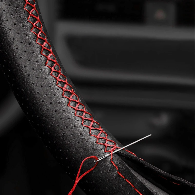 Soft Perforated Leather Cover For Suzuki Grand Vitara 2007 2008 2009 2010 2011 2012 2013 Hand Sewing Steering Wheel Cover Trim