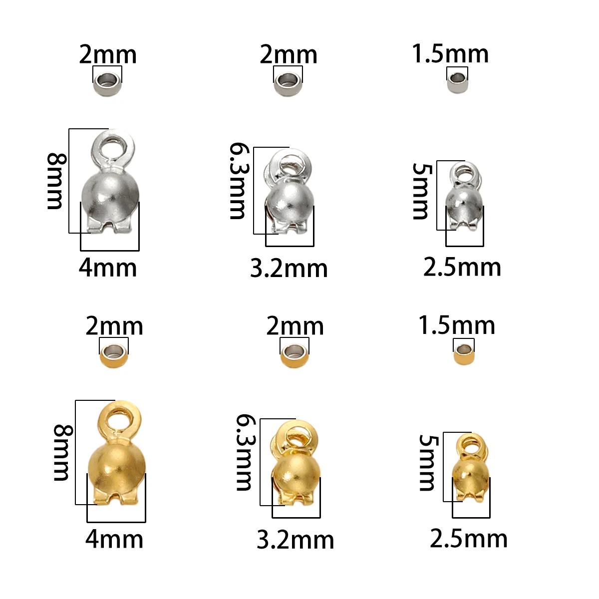 

Complete Jewelry Clasp Kit - Stainless Steel Crimp Beads Wire Protectors Lobster Clasps & Cord Ends for DIY Beading Gold/Silver