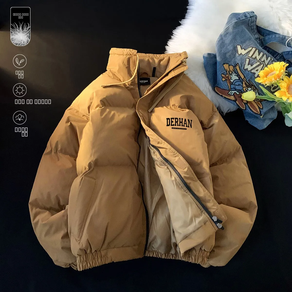 

Легкая утепленная куртка для мужчин: модное зимнее пальто с меховой подкладкой, утолщенное, теплое, морозостойкое, верхняя одежда