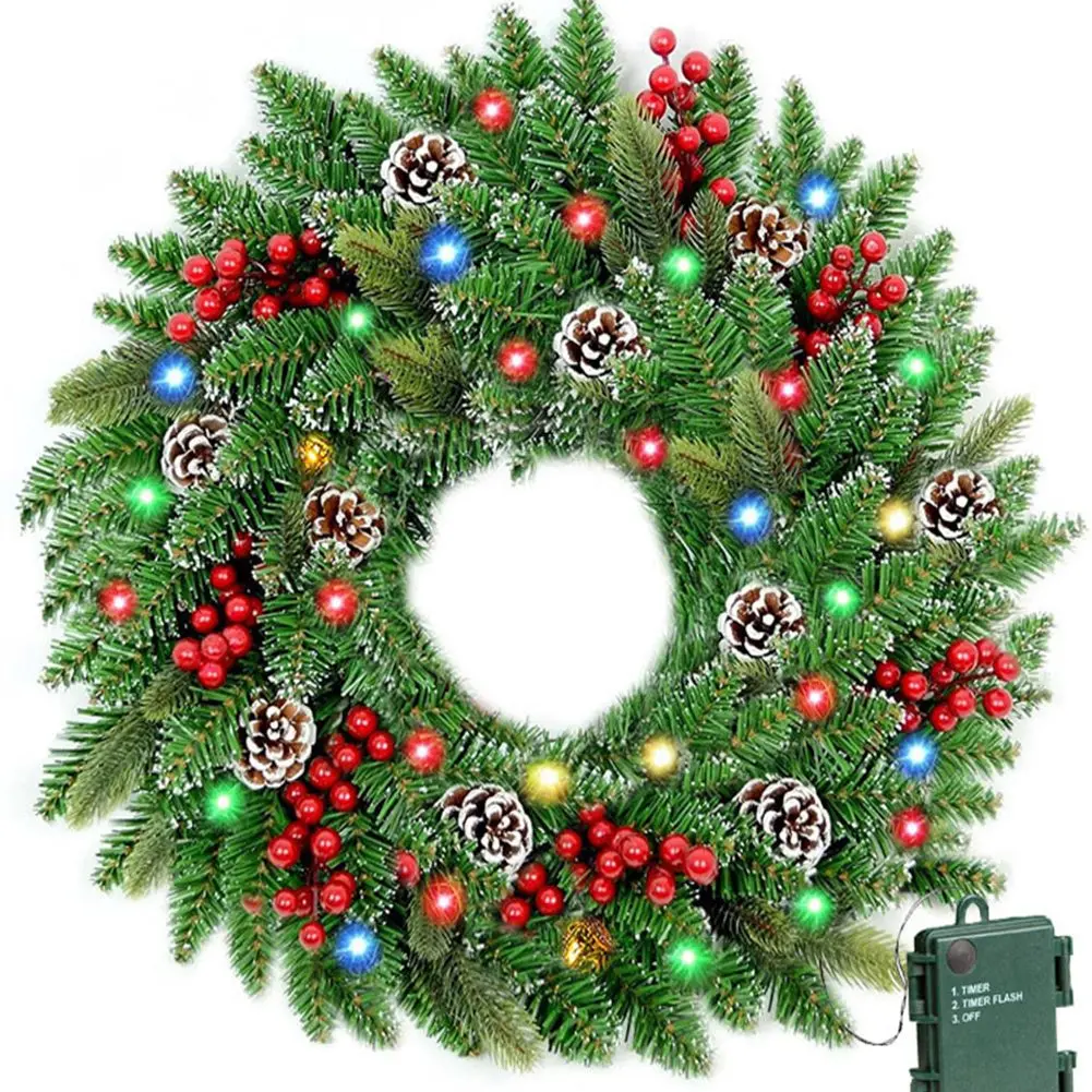 

60cm Christmas Wreath Door Garlands Hanging Oranments Merry Christmas Decor For Home 2024 Happy New Year Navidad Wreaths