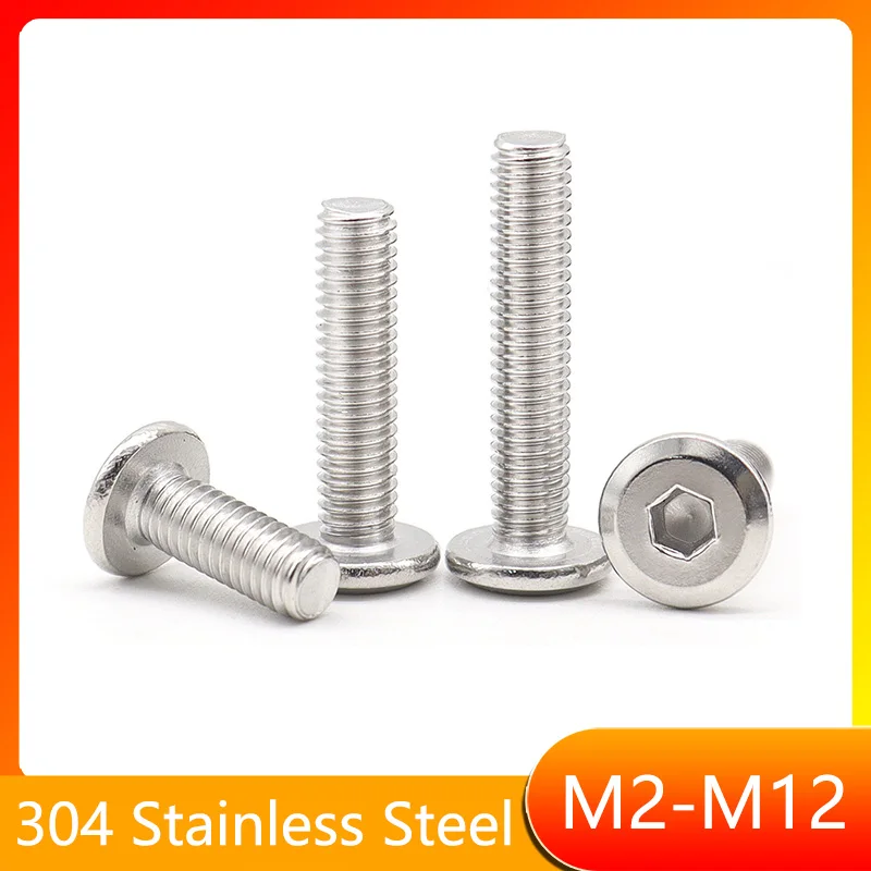 M2 M2.5 M3 M4 M5 M6 M8 M10 M12 304 Stainless Steel Chamfered Hexagon Socket Screws Beveled Edge Furniture Screws Connecting Bolt