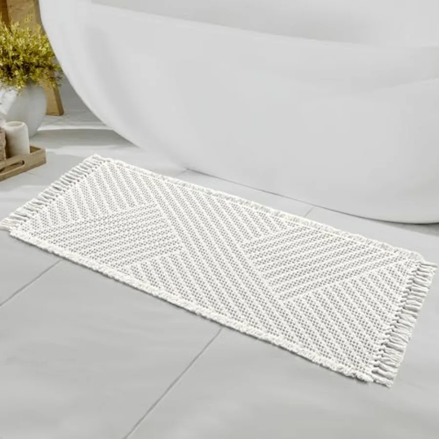 

Длинный коврик для ванной Waffle, супервпитывающий, в стиле бохо, нескользящий, для пола в ванной, машинная стирка