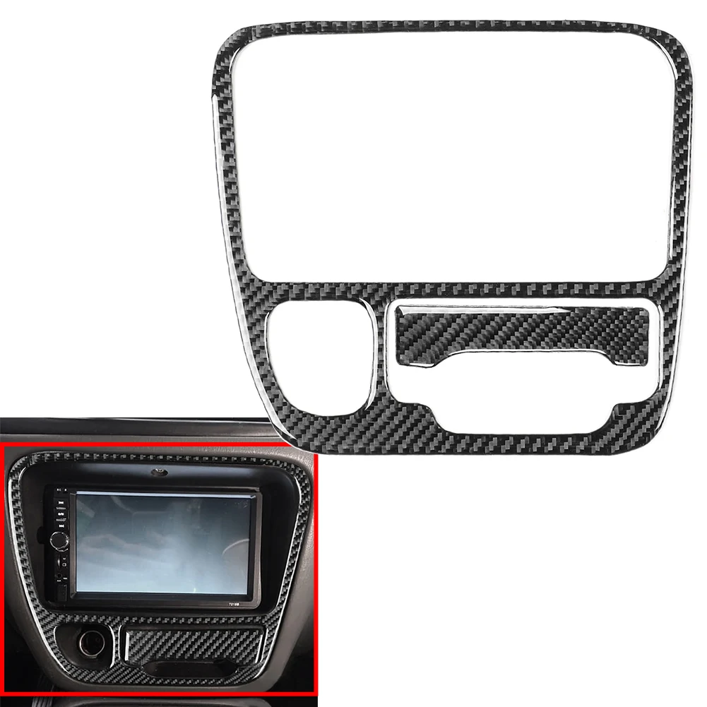 Ashtray CD Panel Cover Trim Multimedia Sticker LHD 2Pcs For Chevrolet Tracker 1999-2004 Carbon Fiber Black